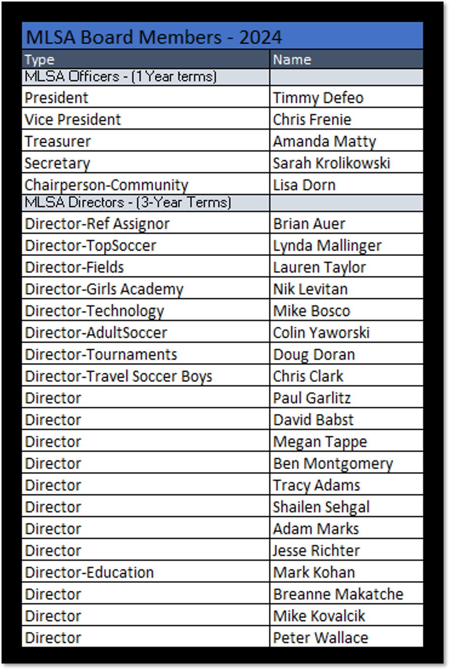 MLSA Board 2024